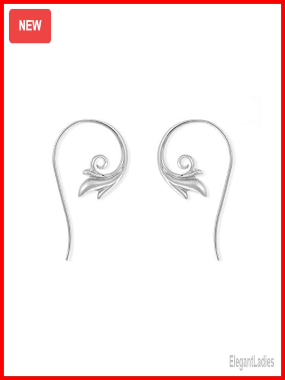 Sterling Silver Flower Blossom Pull Through Hoop Earrings